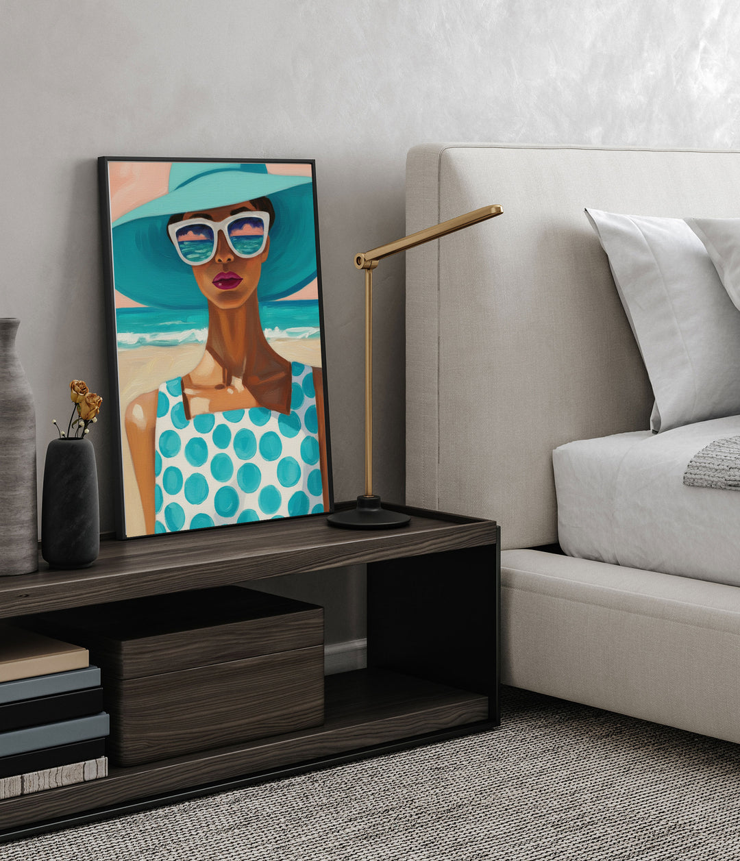 Plakat W niebieskim kapeluszu – stylowa sztuka ścienna - W niebieskim kapeluszu_Plakat pionowy 2.jpg