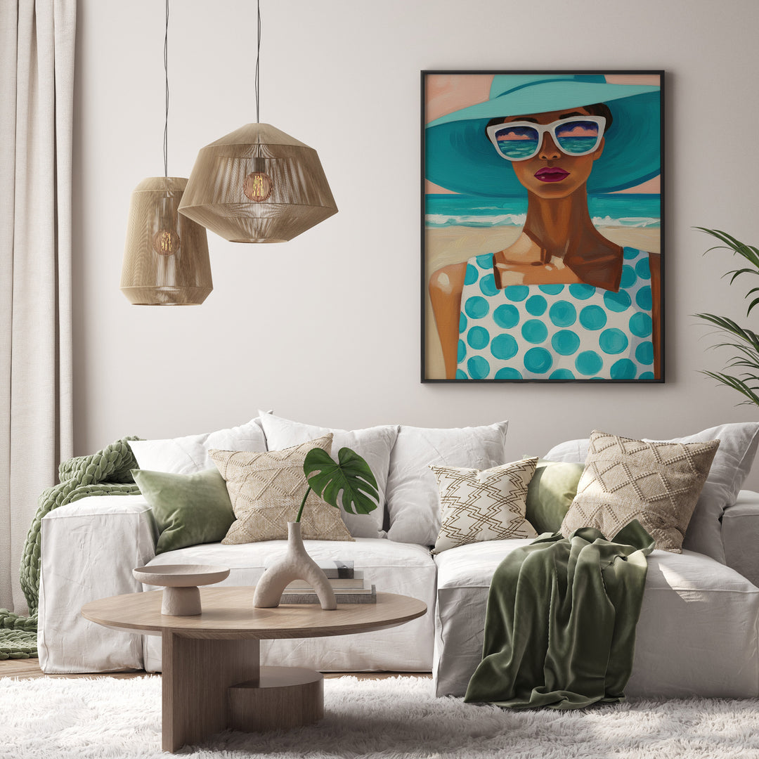 Plakat W niebieskim kapeluszu – stylowa sztuka ścienna - W niebieskim kapeluszu_Plakat pionowy 4.jpg