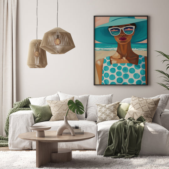 Plakat W niebieskim kapeluszu – stylowa sztuka ścienna - W niebieskim kapeluszu_Plakat pionowy 4.jpg