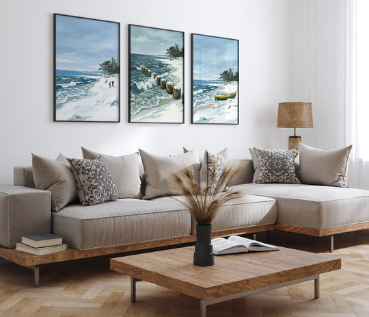 Plakat Falochrony - Morska Sceneria w Zimowej Szacie - Zima trio plakat.jpg