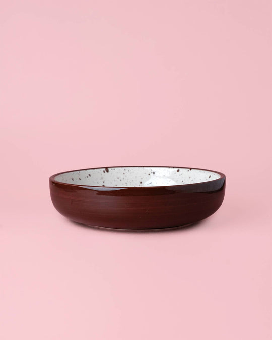 Ceramiczna miseczka do tarcia czosnku – duża (19 cm) – brązowo-biała - Vintage Brownie