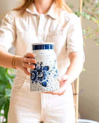 Mały wazon ceramiczny Kanka Blue Dot 20 cm – Heinen Delfts Blauw