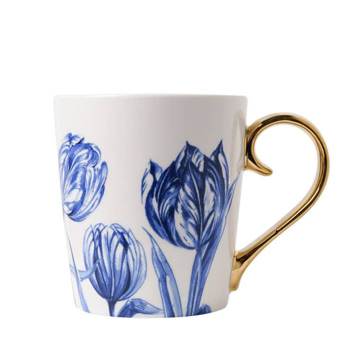 Ceramiczny kubek ze złotym uchem – Tulipany