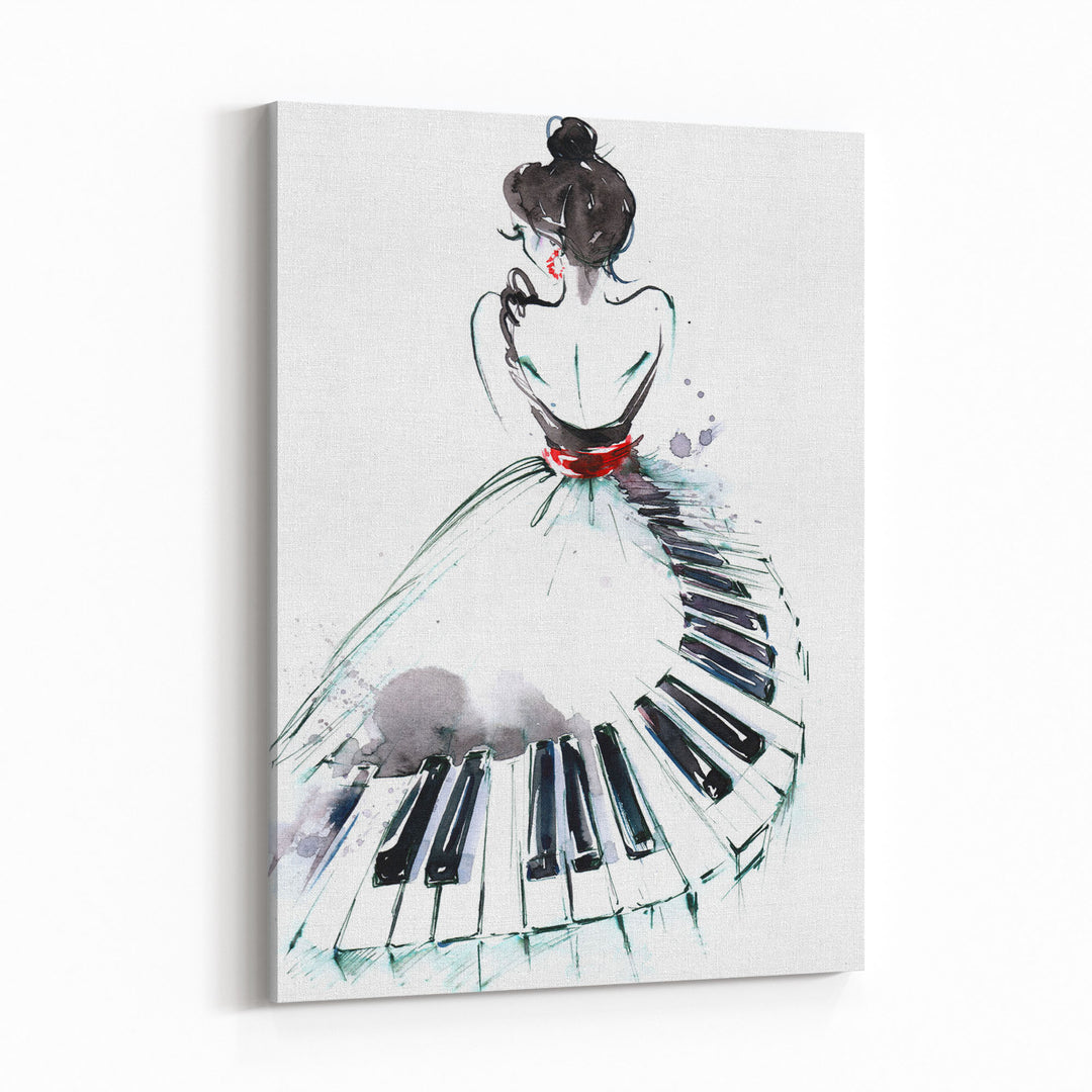 Obraz na płótnie Kobieta z fortepianem