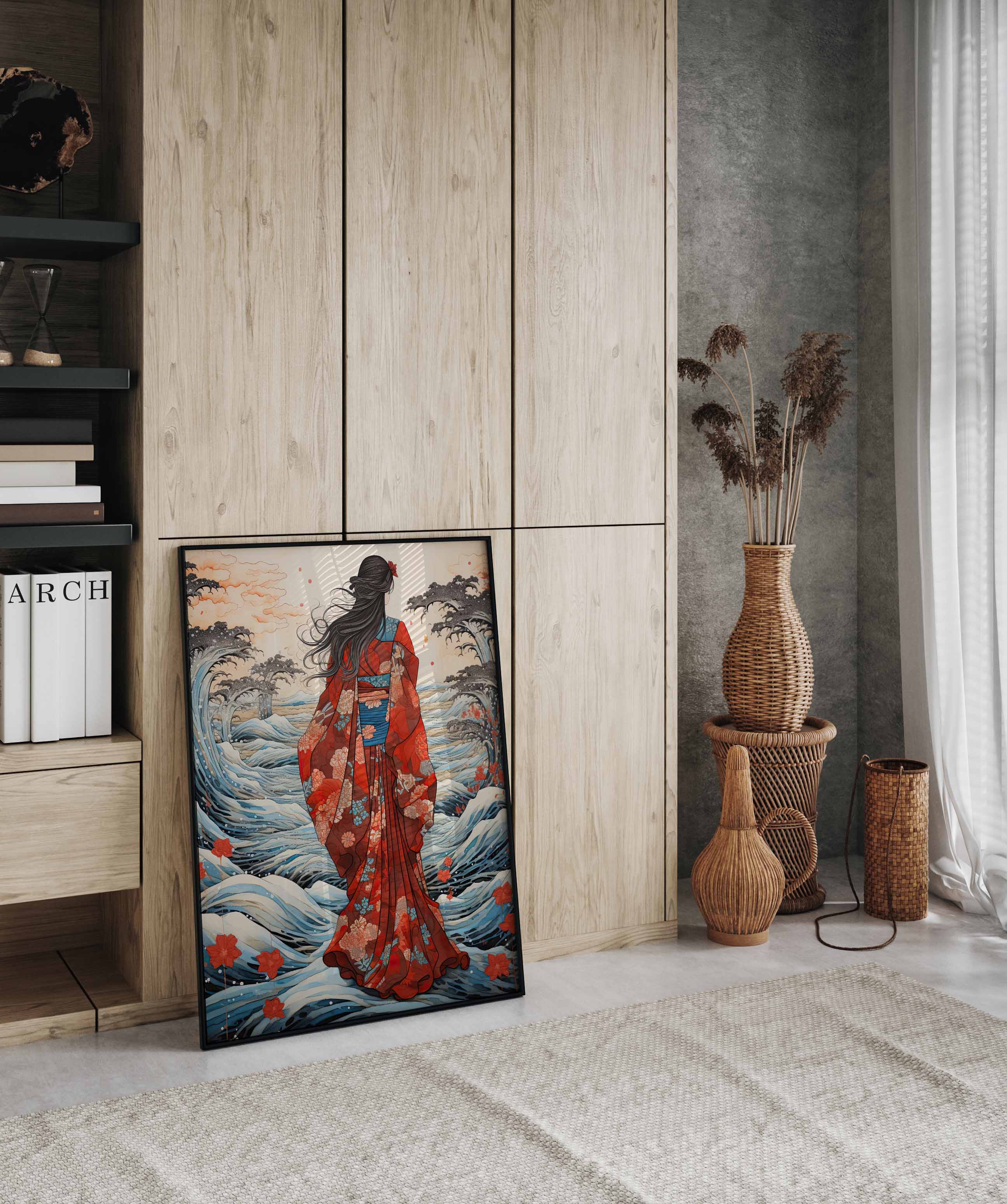 Poster Japanese woman standing backwards – Posterimo