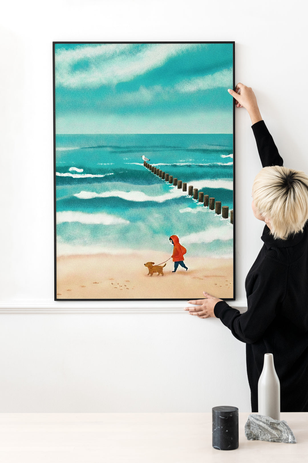 Plakat Jesienny spacer po plazy - wizu z kobieta.jpg