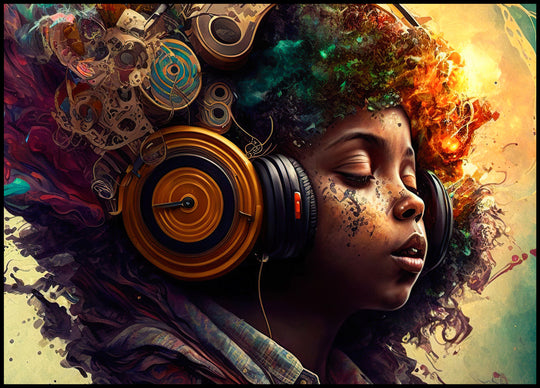 Plakat Dziewczynka ze słuchawkami